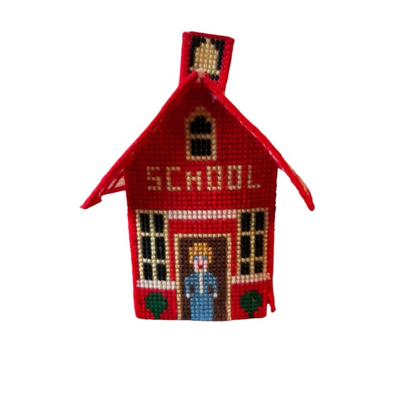 Homemade Little Red Schoolhouse Kleenex Tissue Cover Great 4 Teachers & School - Picture 1 of 6